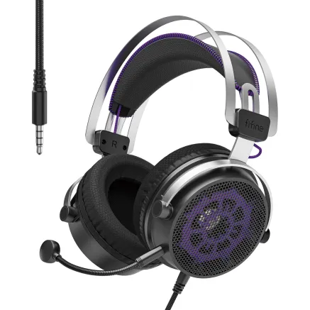 Fifine H18 gaming headphones black - 53mm drivers, 7.1 surround sound, detachable 