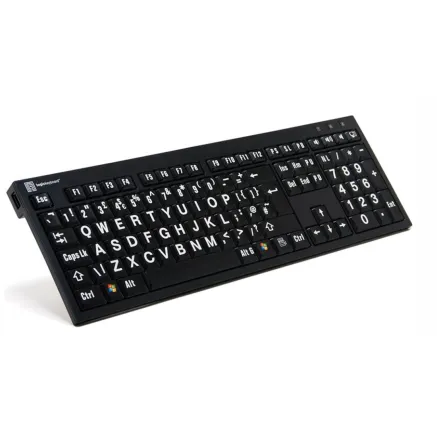 Logickeyboard XLPrint NERO PC balts uz melna UK