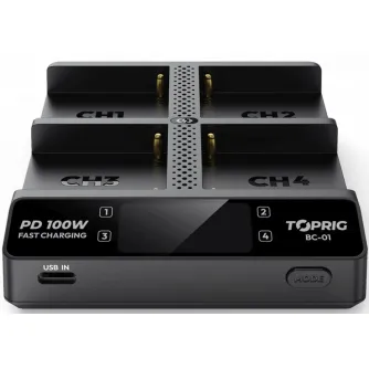 Accsoon TopRig 100W 4-Bay NP-F Ātrā Lādētājs