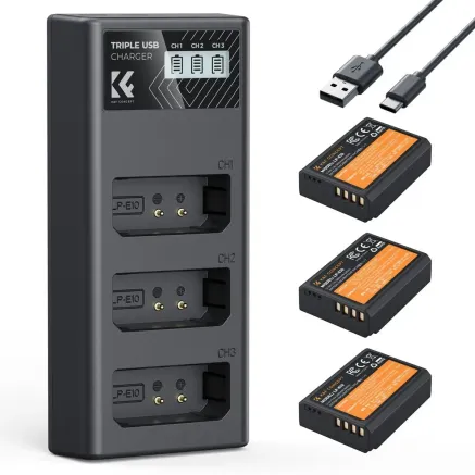 K&F Concept K&F Canon LP-E10 3x akumulatoru + lādētāja komplekts