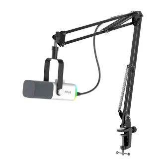 Fifine AM8TW gaming microphone with boom arm white