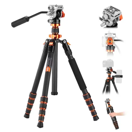 K&F Concept K&F Carbon Fiber Lightweight Camera Tripod O255C4+FH-03