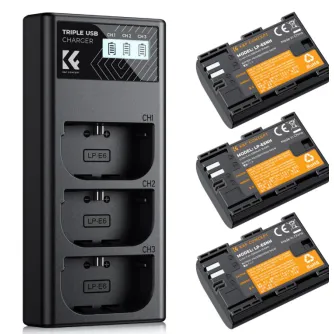 K&F Concept K&F LP-E6NH KF28.0039V1 Kameras Akumulators 2250mAh 3-paku Lādētājs