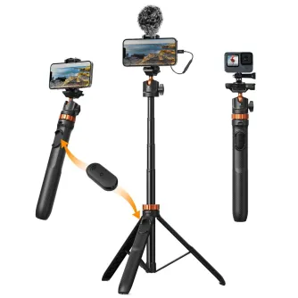 K&F Concept MS08 - Lightweight tripod and selfie stick, 157.8cm height, 3kg 