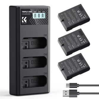 K&F Concept Nikon EN-EL14 Akumulators 1050mAh 3-Pack Lādētājs
