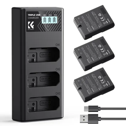 K&F Concept Nikon EN-EL14 Аккумулятор 1050mAh 3-Pack Зарядное Устройство