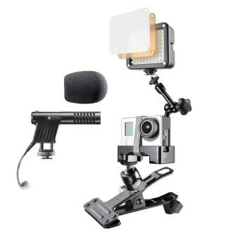 Sporta kameru aksesuāri - Mantona Caseless Mount Set for GoPro with LED and Microphone - ātri pasūtīt no ražotāja