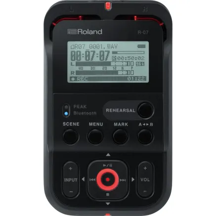 Roland R-07 (BK) - Ultra-portatīvs ierakstītājs ar Bluetooth, 96 kHz, 24-bit