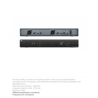 Sennheiser XSw 1-825 DUAL - UHF dual-channel wireless mic system, 10-hour battery 