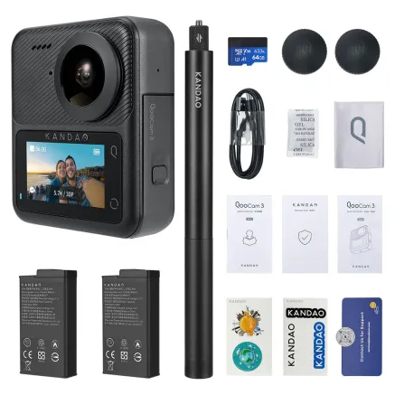 Kandao QooCam 3 CMOS 360 Degree Camera Travel Combo