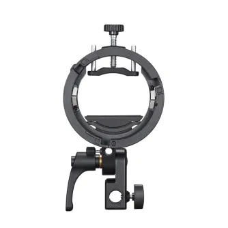 Godox S3 Speedlite Bracket with Bowens mount – compact flash mount for versatile lighting setups, featuring adjustable clamps, silicone grip pad, and 90° tilt angle for flexible flash positioning