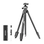 Neewer LT07 aluminum travel tripod with ball head, 2-in-1 phone mount, and complete accessory kit in black color