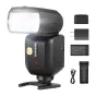 Neewer Z880-C flash with 76Ws power, lithium battery, charger, and complete accessories kit displayed together