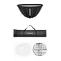 Neewer SF120Q 120cm parabolic softbox with honeycomb grid and white diffusion fabric, fully unfolded and in carrying case