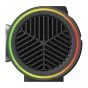 Top view of JMGO PicoPlay+ portable projector featuring a colorful RGB lighting ring and a perforated grille design.