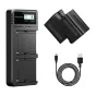 Neewer NW-F970 divu 7800mAh bateriju komplekts ar divkārtu USB lādētāju, LCD statusa ekrānu un USB-C kabeli ātrai Sony NP-F sērijas bateriju uzlādei