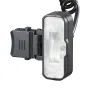 GODOX makrofotogrāfijas divgalvas TTL zibspuldze MF T76C Canon ar iedegtu difuzoru, TTL un HSS atbalstu, sānu skats ar modeļa lampu un karstā pēda kontrolieri