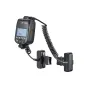 Вспышка Godox MF-T76C Twin TTL для макрофотографии с двумя независимыми головками, адаптерными кольцами и рассеивателями для камер Canon - вид спереди с подключёнными головками и блоком управления