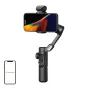 AOCHUAN XE Gimbal ar AI sensoru un pievienotu viedtālruni, demonstrējot 3 ass stabilizāciju un elegantu melno dizainu profesionālām video uzņemšanām