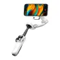 AOCHUAN P2 white 3-axis gimbal with smartphone mounted, showcasing extended arm, OLED control screen, and AI fill light module for professional stabilization and smart tracking