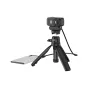 JJC QRE NANO magnetic quick release adapter for DJI Osmo Nano with USB-C charging, mounted on a tripod with camera and smartphone accessory
