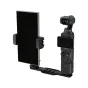 JJC HG UN1 phone mount and cold shoe extension kit with DJI Osmo Pocket, featuring adjustable ball head and aluminum bracket for dual device shooting.