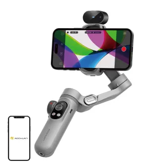 Стабилизатор AOCHUAN X Pro с AI-сенсорами, держащий смартфон, демонстрирует 3-осевую стабилизацию для плавной съемки и интеллектуального отслеживания.