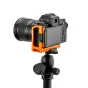 3 Legged Thing Zayne QD L bracket in copper for Nikon Z50 II with built-in QD socket, mounted on a tripod head for stable vertical and horizontal shooting