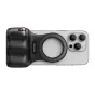 Telesin MagSafe Fun Shot Grip 2 magnētiskais turētājs pie mobilā telefona no augšas, rādot magnētisko gredzenveida montāžu un ergonomisku dizainu stabilai vlogu uzņemšanai un fotogrāfijai