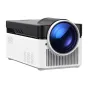Magcubic HY450 ultra-short throw projector with 1080p resolution and 700 ANSI lumens, showcasing its lens and cooling vents from the front view
