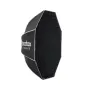 GODOX UL BOX Octa 90 Softbox melnā audumā ar tīkla rakstu, priekšējā puse ar logo un modeļa nosaukumu.