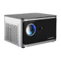 Magcubic HY350 projector in gray color, front view, featuring 580 ANSI lumens brightness and Android 11 smart features.