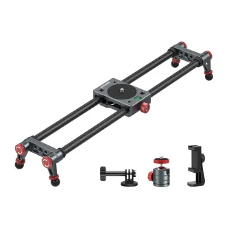 Neewer CS1M 40cm carbon fiber camera slider complete kit with ball head, smartphone mount, and accessories for smooth video shots