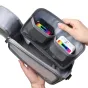 Ulanzi BP15 SeeClear Tech Pouch L 2.6L ar caurspīdīgām nodalījumiem, kuros redzami tehniskie aksesuāri, matēta TPU materiāla un divkāršā rāvējslēdzēja aizdare