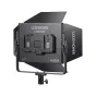 Godox LP600R 60W RGB LED panel light with diffusion panel, black finish, front view showing control interface and yoke mount