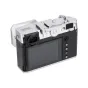 JJC TA GFX100RF silver aluminum thumb grip with cold shoe mount, rear and top view for Fujifilm GFX100RF camera