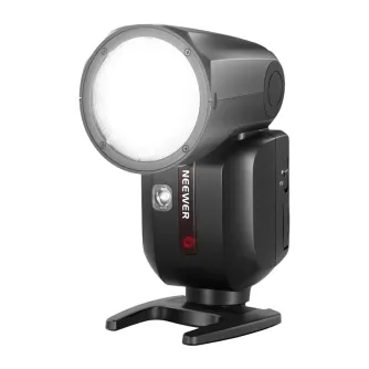 Neewer Z2-S TTL Speedlite Flash for Sony cameras with round diffused head, swivel and tilt adjustment, LED modeling light, and mini tripod stand