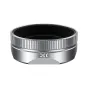 JJC LH JXHF silver lens hood for Fujifilm X cameras featuring a matte finish and protective EVA lining.