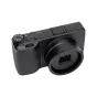 JJC AR GR4 lēcas adapteris Ricoh GR IV kamerām ar 49mm filtru, sānu skats uz izturīgu metāla adapteri Ricoh GW-4 lēcas piestiprināšanai