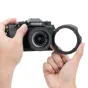 JJC LH XF1333 lens hood for Fujifilm XC 13-33mm lens with aluminum adapter ring, black ABS material, 49mm filter compatibility, matte interior finish