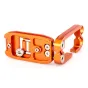 3 Legged Thing Ellie Short L bracket, modular camera mount with Arca Swiss compatibility, orange finish, short base plate with multiple mounting holes.