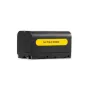 Nitecore NP F750 5200mAh 38.5Wh atkārtoti lādējams baterijas bloks Sony kamerām, elegants sānu skats ar dzeltenu logo
