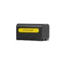Nitecore NP F750 5200mAh 38.5Wh augstas kapacitātes baterijas pakete Sony kamerām, slīpā skatījumā ar dzelteno logo
