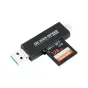 JJC CR UCL1 daudzfunkcionāls atmiņas karšu lasītājs ar 128GB SD karti, ar USB Type-A, Lightning un USB-C portiem ātrai datu pārraidei
