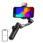 AOCHUAN X Pro Gimbal with RGB lighting holding smartphone, black model, front and top view with colorful display