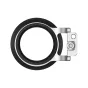 Серебряный видоискатель JJC для камеры Fuji GFX100RF с алюминиевой рамкой, вид сверху с эргономичным силиконовым кольцом и петлей для крепления к ремню