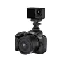 JJC QRAM CS magnetic quick-release adapter for DJI Action 5 Pro/4/3 mounted on Canon EOS DSLR with cold shoe mount and magnetic connection