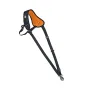 BlackRapid Sport Left X Extra Comfort camera sling featuring orange padded shoulder and forearm support, adjustable strap, and secure carabiner attachment for left-handed photographers