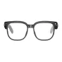 COLMI M02S AI sunglasses with 8 MP camera, Bluetooth 5.4, AI voice assistant, black frame, dual camera modules on temples, clear lenses, front view