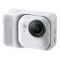 Insta360 GO Ultra action camera in white, side view highlighting its large 1/1.28 sensor and magnetic mounting system.